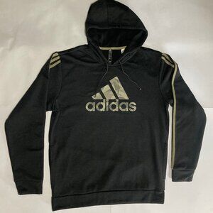 Adidas Athleisure Gorpcore Activewear pullover Black Hoodie Gold Colored Logo
